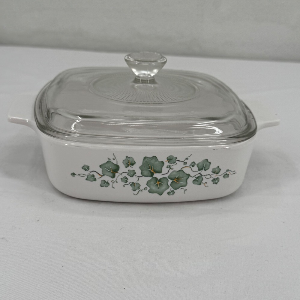 Corning Ware Callaway Green Ivy Vintage Casserole Dish Glass Lid 2 Liter A-1-B